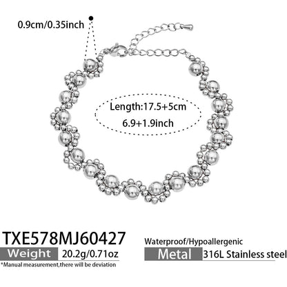 316L Stainless Steel 18K Gold PVD Vintage Mixed Metal Beaded Chain Bracelet Necklace - Vintage Mixed Metal Beaded Chain Wholesale Stainless Steel Jewelry - Sensitive Skin Friendly - Detail 13