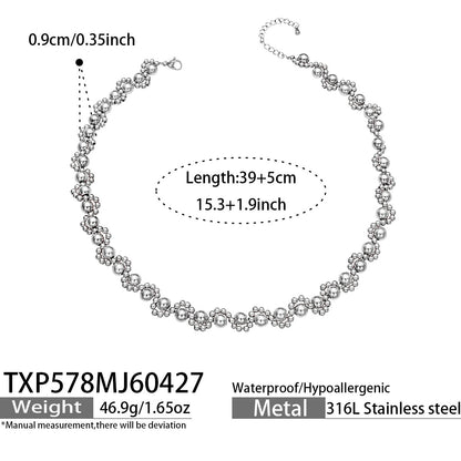 316L Stainless Steel 18K Gold PVD Vintage Mixed Metal Beaded Chain Bracelet Necklace - Vintage Mixed Metal Beaded Chain Wholesale Stainless Steel Jewelry - Sensitive Skin Friendly - Detail 19