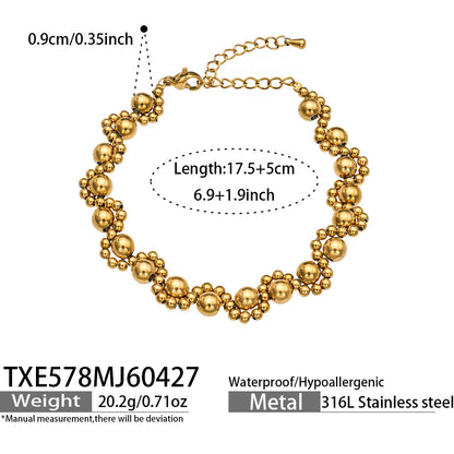 316L Stainless Steel 18K Gold PVD Vintage Mixed Metal Beaded Chain Bracelet Necklace - Vintage Mixed Metal Beaded Chain Wholesale Stainless Steel Jewelry - Sensitive Skin Friendly - Detail 20