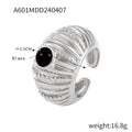 Steel Black Enamel Ring (A601) / Size 7