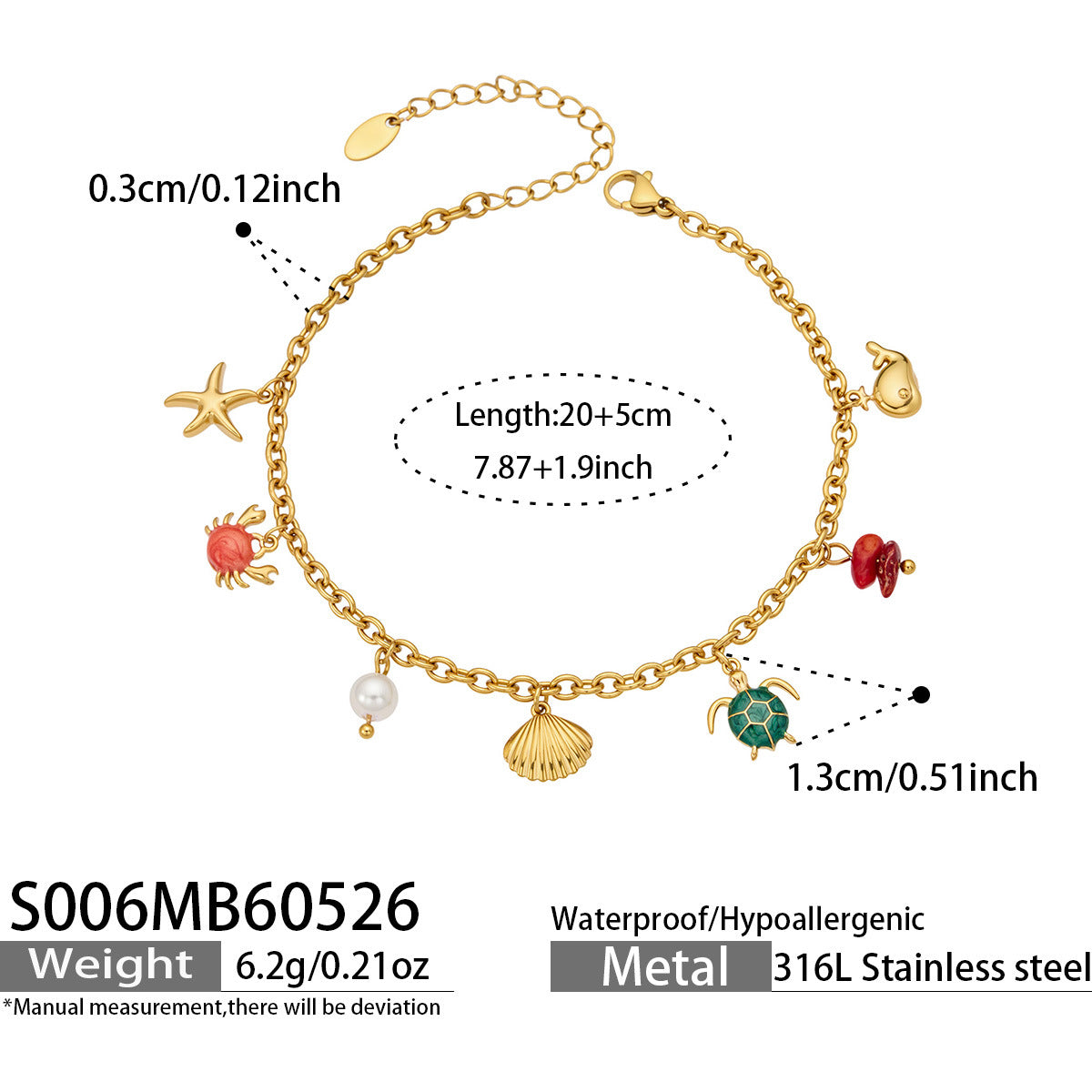 316L Stainless Steel 18K Gold PVD Vintage Ocean Element Necklace - Vintage Ocean Element, Minimalist Design Wholesale Stainless Steel Jewelry - Sensitive Skin Friendly - Detail 12