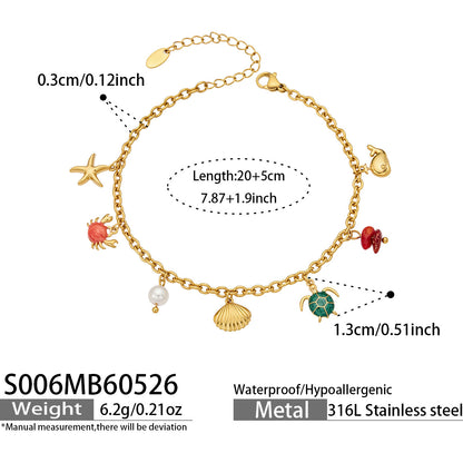 316L Stainless Steel 18K Gold PVD Vintage Ocean Element Necklace - Vintage Ocean Element, Minimalist Design Wholesale Stainless Steel Jewelry - Sensitive Skin Friendly - Detail 12