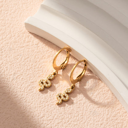 316L Stainless Steel 18K Gold PVD Vintage Pave Zircon Serpent Huggie Earrings - Vintage Gold Pave Zircon Serpent Huggie, Trendy, Delicate Luxury Wholesale Stainless Steel Jewelry - Sensitive Skin Friendly - Detail 11