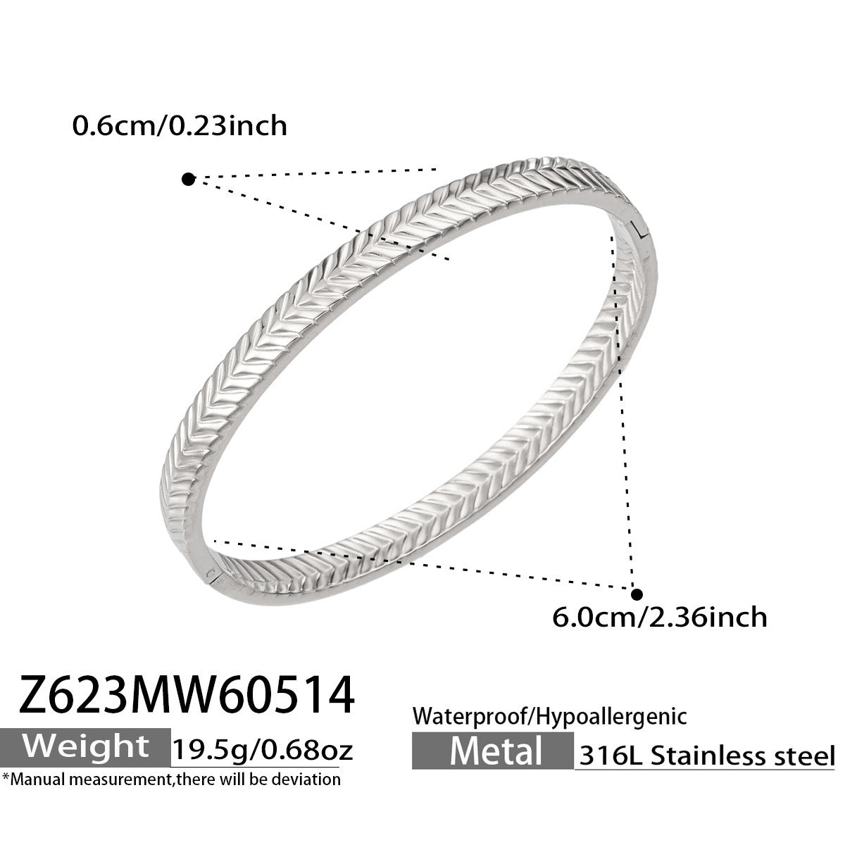 316L Stainless Steel 18K Gold PVD Vintage Rope, Wheat, Honeycomb Design Bangle - Vintage Rope Knot Wheat Ear Honeycomb Texture Wholesale Stainless Steel Jewelry - Sensitive Skin Friendly - Detail 15