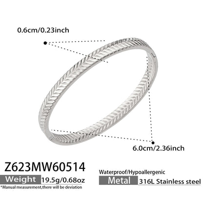 316L Stainless Steel 18K Gold PVD Vintage Rope, Wheat, Honeycomb Design Bangle - Vintage Rope Knot Wheat Ear Honeycomb Texture Wholesale Stainless Steel Jewelry - Sensitive Skin Friendly - Detail 15