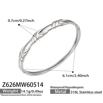 316L Stainless Steel 18K Gold PVD Vintage Rope, Wheat, Honeycomb Design Bangle - Vintage Rope Knot Wheat Ear Honeycomb Texture Wholesale Stainless Steel Jewelry - Sensitive Skin Friendly - Detail 3