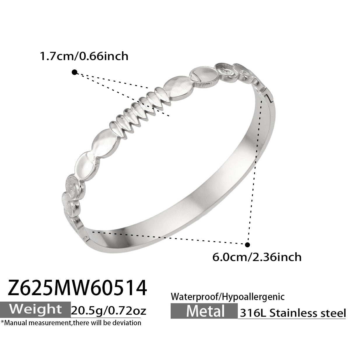 316L Stainless Steel 18K Gold PVD Vintage Rope, Wheat, Honeycomb Design Bangle - Vintage Rope Knot Wheat Ear Honeycomb Texture Wholesale Stainless Steel Jewelry - Sensitive Skin Friendly - Detail 4