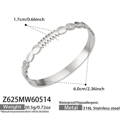 316L Stainless Steel 18K Gold PVD Vintage Rope, Wheat, Honeycomb Design Bangle - Vintage Rope Knot Wheat Ear Honeycomb Texture Wholesale Stainless Steel Jewelry - Sensitive Skin Friendly - Detail 4