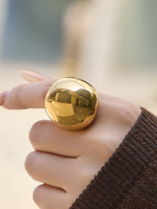 316L Stainless Steel 18K Gold PVD Vintage Smooth Carved Oval Ring - Vintage Gold Band Oval Carved Wholesale Stainless Steel Jewelry - Sensitive Skin Friendly - Detail 19