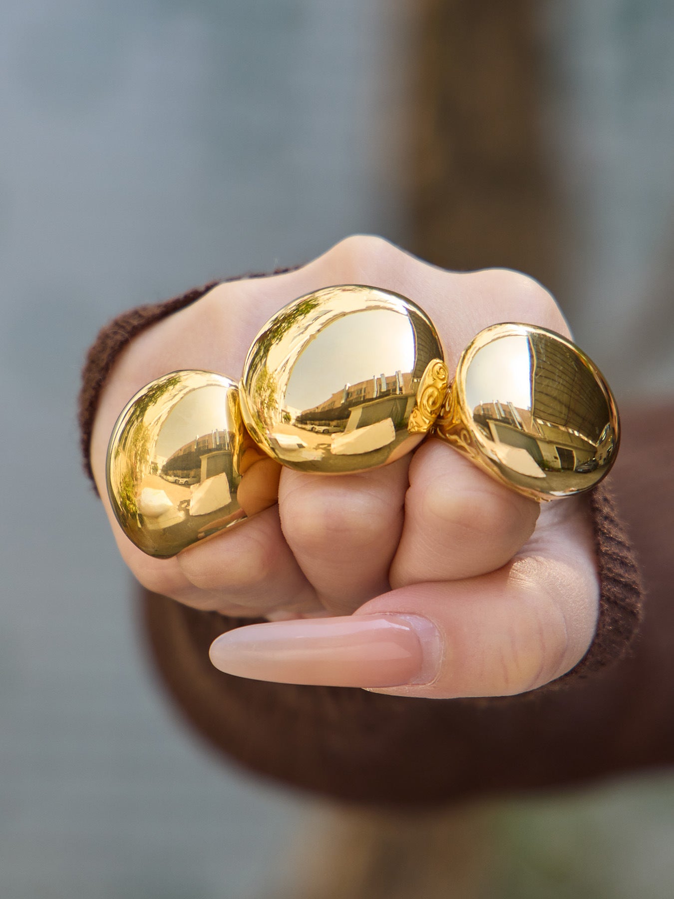 316L Stainless Steel 18K Gold PVD Vintage Smooth Carved Oval Ring - Vintage Gold Band Oval Carved Wholesale Stainless Steel Jewelry - Sensitive Skin Friendly - Detail 5