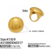 316L Stainless Steel 18K Gold PVD Vintage Smooth Carved Oval Ring - Vintage Gold Band Oval Carved Wholesale Stainless Steel Jewelry - Sensitive Skin Friendly - Detail 9
