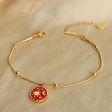 316L Stainless Steel 18K Gold PVD Vintage Sun & Moon Enamel Charm Bracelet - Vintage Sun Moon Enamel, Gold Charm Bracelet Wholesale Stainless Steel Jewelry - Sensitive Skin Friendly - Detail 7