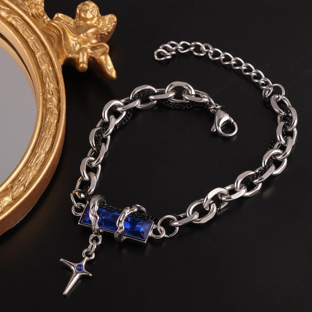 316L Stainless Steel 18K Gold PVD Vintage Zircon Bracelet - Vintage Gold Band Zircon Wholesale Stainless Steel Jewelry - Sensitive Skin Friendly - Detail 11