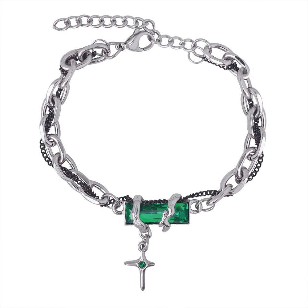 316L Stainless Steel 18K Gold PVD Vintage Zircon Bracelet - Vintage Gold Band Zircon Wholesale Stainless Steel Jewelry - Sensitive Skin Friendly - Detail 5