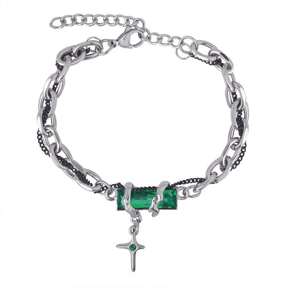 316L Stainless Steel 18K Gold PVD Vintage Zircon Bracelet - Vintage Gold Band Zircon Wholesale Stainless Steel Jewelry - Sensitive Skin Friendly - Detail 5