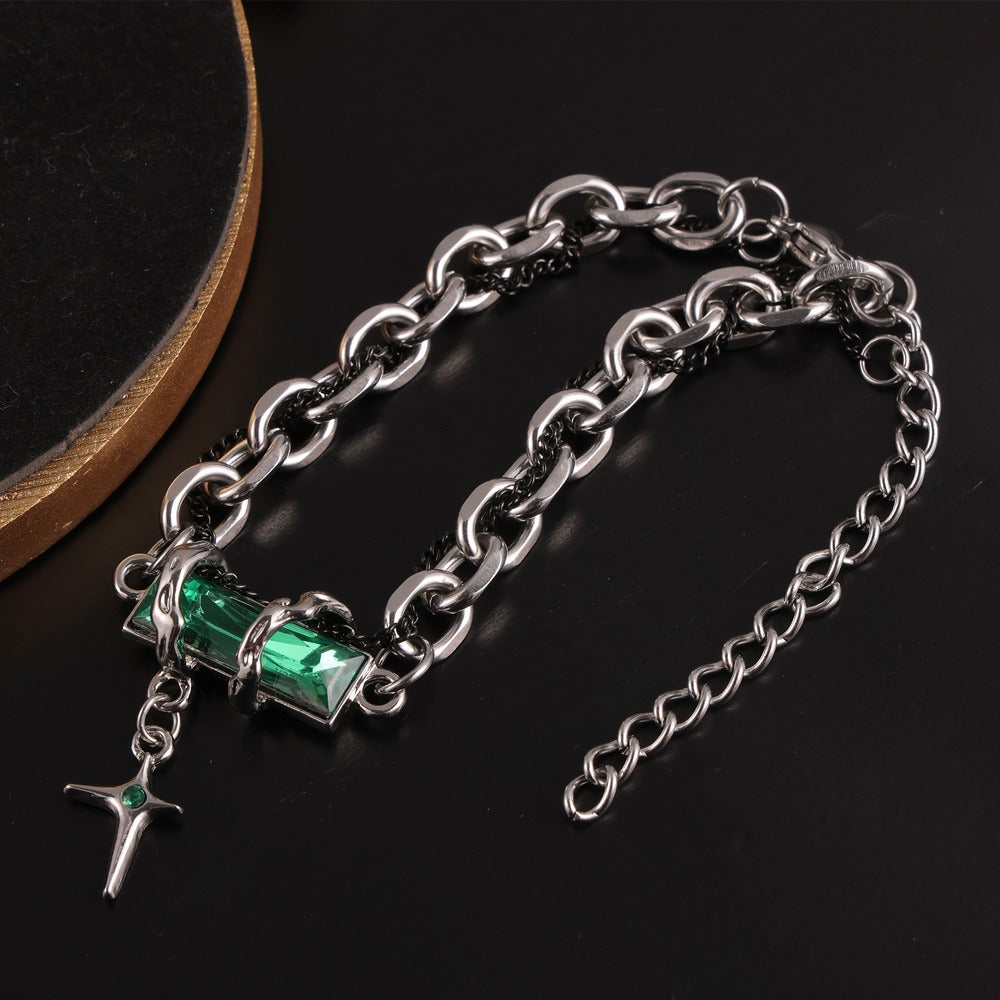 316L Stainless Steel 18K Gold PVD Vintage Zircon Bracelet - Vintage Gold Band Zircon Wholesale Stainless Steel Jewelry - Sensitive Skin Friendly - Detail 9