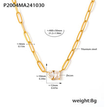 316L Stainless Steel 18K Gold PVD Water Droplet Zircon Square Necklace - Vintage Gold Band Water Droplet Square Zircon Wholesale Stainless Steel Jewelry - Sensitive Skin Friendly - Detail 6