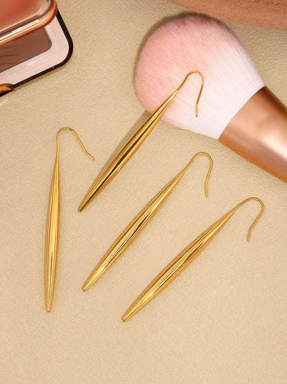 316L Stainless Steel 18K Gold PVD Waterdrop Tassel Minimalist Earrings - Waterdrop Tassel Minimalist Slimming Earrings Wholesale Stainless Steel Jewelry - Sensitive Skin Friendly - Detail 13