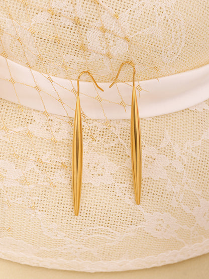 316L Stainless Steel 18K Gold PVD Waterdrop Tassel Minimalist Earrings - Waterdrop Tassel Minimalist Slimming Earrings Wholesale Stainless Steel Jewelry - Sensitive Skin Friendly - Detail 2