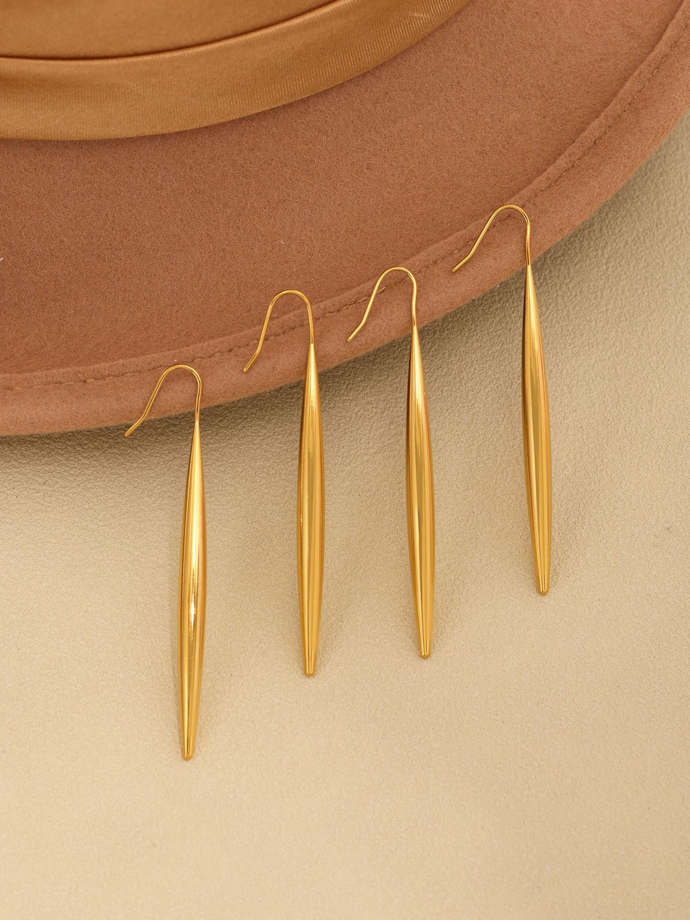 316L Stainless Steel 18K Gold PVD Waterdrop Tassel Minimalist Earrings - Waterdrop Tassel Minimalist Slimming Earrings Wholesale Stainless Steel Jewelry - Sensitive Skin Friendly - Detail 8