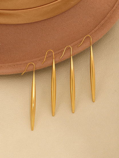 316L Stainless Steel 18K Gold PVD Waterdrop Tassel Minimalist Earrings - Waterdrop Tassel Minimalist Slimming Earrings Wholesale Stainless Steel Jewelry - Sensitive Skin Friendly - Detail 8