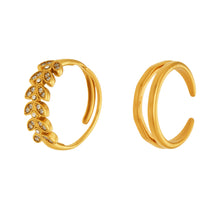 316L Stainless Steel 18K Gold PVD Wheat Motif Open Zircon Double-Layer Cutout Ring - Wheat Motif Open Zircon Ring Wholesale Stainless Steel Jewelry - Sensitive Skin Friendly - Detail 15