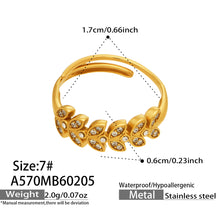 316L Stainless Steel 18K Gold PVD Wheat Motif Open Zircon Double-Layer Cutout Ring - Wheat Motif Open Zircon Ring Wholesale Stainless Steel Jewelry - Sensitive Skin Friendly - Detail 7