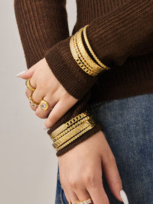 316L Stainless Steel 18K Gold PVD Wheat Spike 5A Zircon Open Bangle - Wheat Spike, 5A Zircon, Open Bangle, Gold Wholesale Stainless Steel Jewelry - Sensitive Skin Friendly - Detail 10