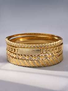 316L Stainless Steel 18K Gold PVD Wheat Spike 5A Zircon Open Bangle - Wheat Spike, 5A Zircon, Open Bangle, Gold Wholesale Stainless Steel Jewelry - Sensitive Skin Friendly - Detail 5