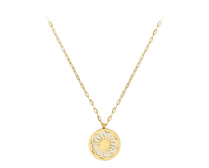 18K Gold Plated White Mother-of-Pearl Daisy Flower Pendant Necklace, 316L Stainless Steel Dainty Floral Necklace, Premium Wholesale Stainless Steel Jewelry Supplier