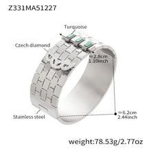 316L Stainless Steel 18K Gold PVD Wide Honeycomb Zircon Statement Bangle - Wide Honeycomb Zircon Bold Statement Geometric Wholesale Stainless Steel Jewelry - Sensitive Skin Friendly - Detail 13