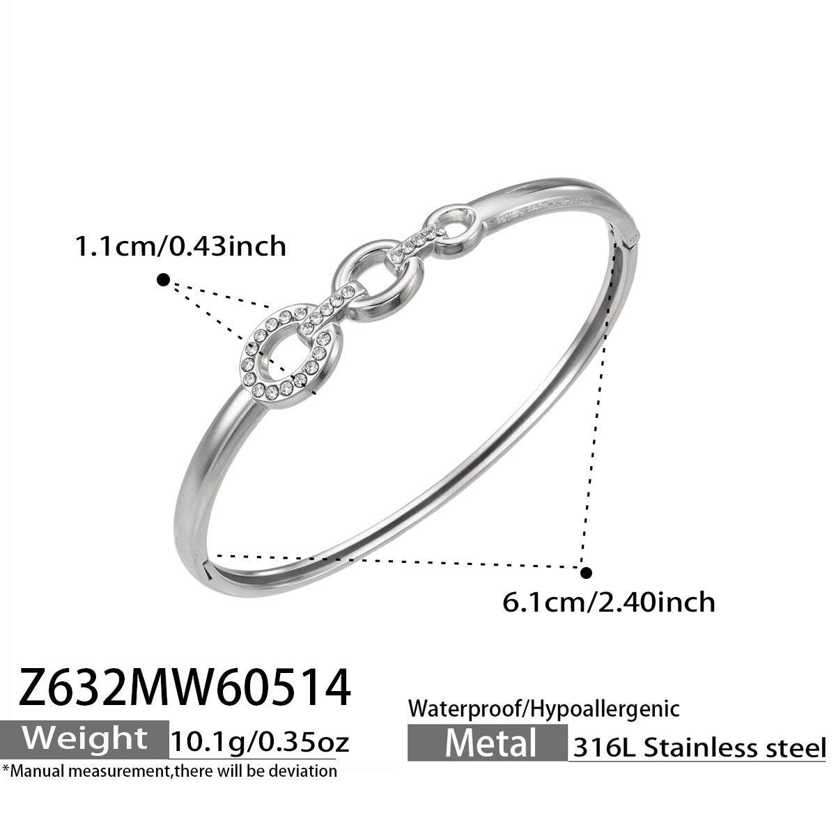 316L Stainless Steel 18K Gold PVD Zircon Bangle - European Bowknot Lock Twisted Design Zircon Gold Band Minimalist Wholesale Stainless Steel Jewelry - Sensitive Skin Friendly - Detail 12