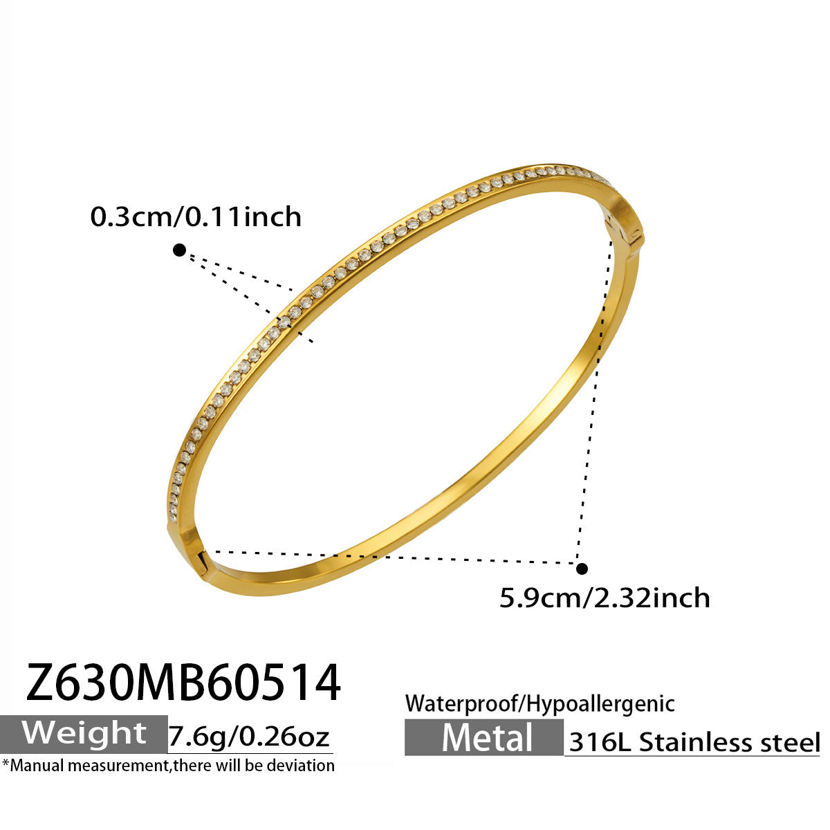 316L Stainless Steel 18K Gold PVD Zircon Bangle - European Bowknot Lock Twisted Design Zircon Gold Band Minimalist Wholesale Stainless Steel Jewelry - Sensitive Skin Friendly - Detail 13