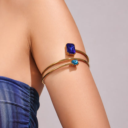 316L Stainless Steel 18K Gold PVD Zircon Bangle - Elegant Zircon Bangle Wholesale Stainless Steel Jewelry - Sensitive Skin Friendly - Detail 9