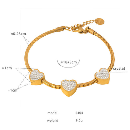 316L Stainless Steel 18K Gold PVD Zircon Beaded Bracelet - Zircon, Beaded, Delicate Chain, Modern, Minimalist Wholesale Stainless Steel Jewelry - Sensitive Skin Friendly - Detail 4