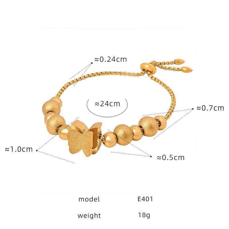 316L Stainless Steel 18K Gold PVD Zircon Beaded Bracelet - Zircon, Beaded, Delicate Chain, Modern, Minimalist Wholesale Stainless Steel Jewelry - Sensitive Skin Friendly - Detail 7