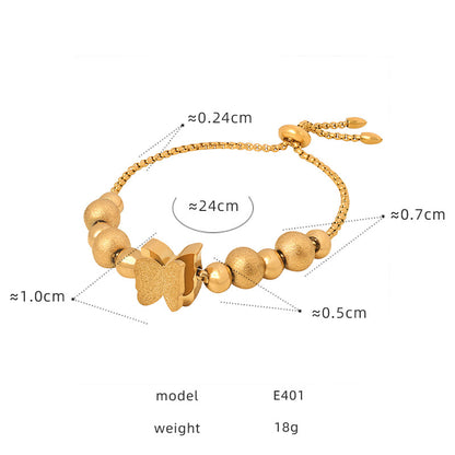 316L Stainless Steel 18K Gold PVD Zircon Beaded Bracelet - Zircon, Beaded, Delicate Chain, Modern, Minimalist Wholesale Stainless Steel Jewelry - Sensitive Skin Friendly - Detail 7