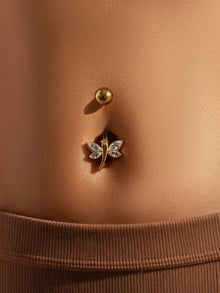 316L Stainless Steel 18K Gold PVD Zircon Belly Button Ring - Zircon, DIY Piercing, Modern, Minimalist Wholesale Stainless Steel Jewelry - Sensitive Skin Friendly - Detail 10