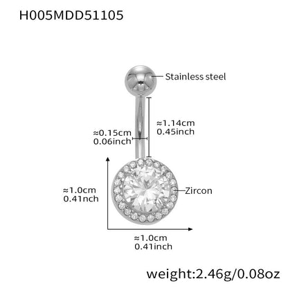 Gold heart zircon belly button ring detachable DIY style, removable charm navel piercing