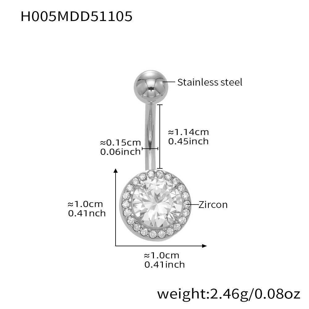 316L Stainless Steel 18K Gold PVD Zircon Belly Button Ring - Zircon, DIY Piercing, Modern, Minimalist Wholesale Stainless Steel Jewelry - Sensitive Skin Friendly - Detail 12