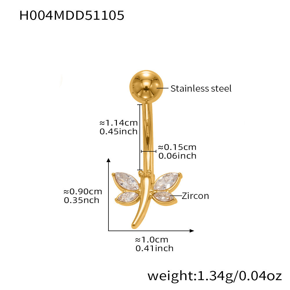 316L Stainless Steel 18K Gold PVD Zircon Belly Button Ring - Zircon, DIY Piercing, Modern, Minimalist Wholesale Stainless Steel Jewelry - Sensitive Skin Friendly - Detail 13