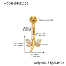 316L Stainless Steel 18K Gold PVD Zircon Belly Button Ring - Zircon, DIY Piercing, Modern, Minimalist Wholesale Stainless Steel Jewelry - Sensitive Skin Friendly - Detail 13