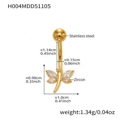 316L Stainless Steel 18K Gold PVD Zircon Belly Button Ring - Zircon, DIY Piercing, Modern, Minimalist Wholesale Stainless Steel Jewelry - Sensitive Skin Friendly - Detail 13