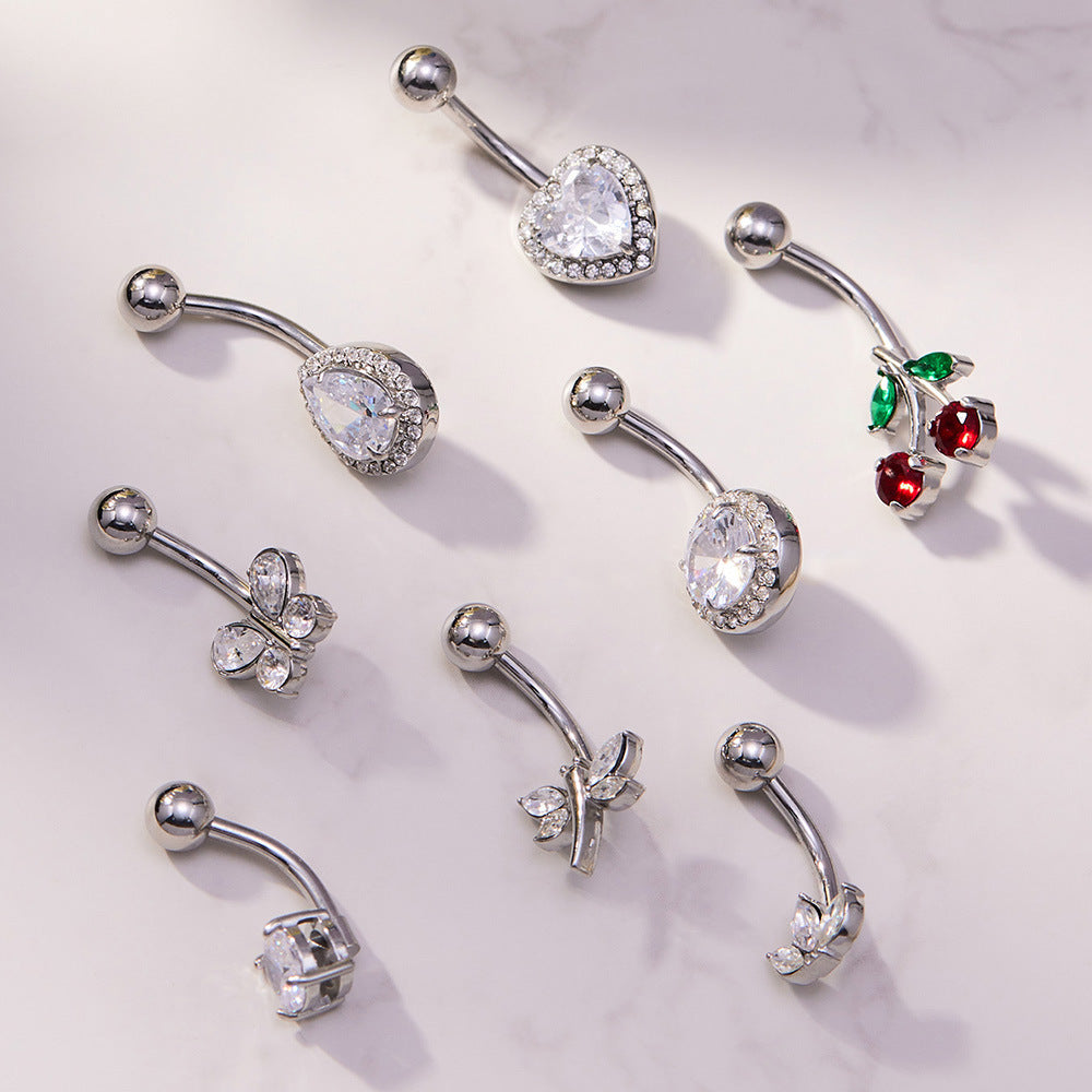 316L Stainless Steel 18K Gold PVD Zircon Belly Button Ring - Zircon, DIY Piercing, Modern, Minimalist Wholesale Stainless Steel Jewelry - Sensitive Skin Friendly - Detail 16