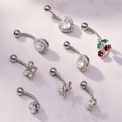 316L Stainless Steel 18K Gold PVD Zircon Belly Button Ring - Zircon, DIY Piercing, Modern, Minimalist Wholesale Stainless Steel Jewelry - Sensitive Skin Friendly - Detail 16