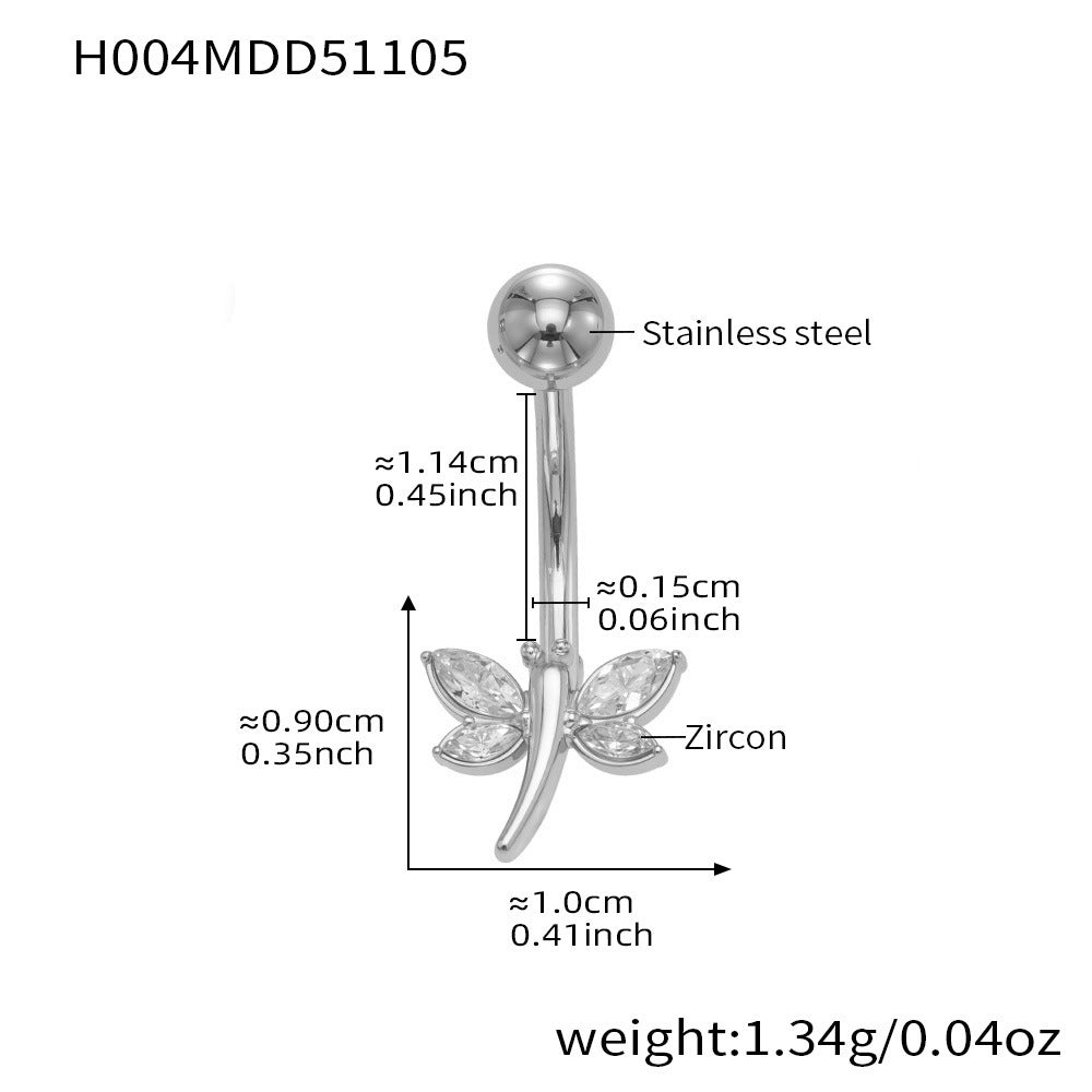 316L Stainless Steel 18K Gold PVD Zircon Belly Button Ring - Zircon, DIY Piercing, Modern, Minimalist Wholesale Stainless Steel Jewelry - Sensitive Skin Friendly - Detail 18