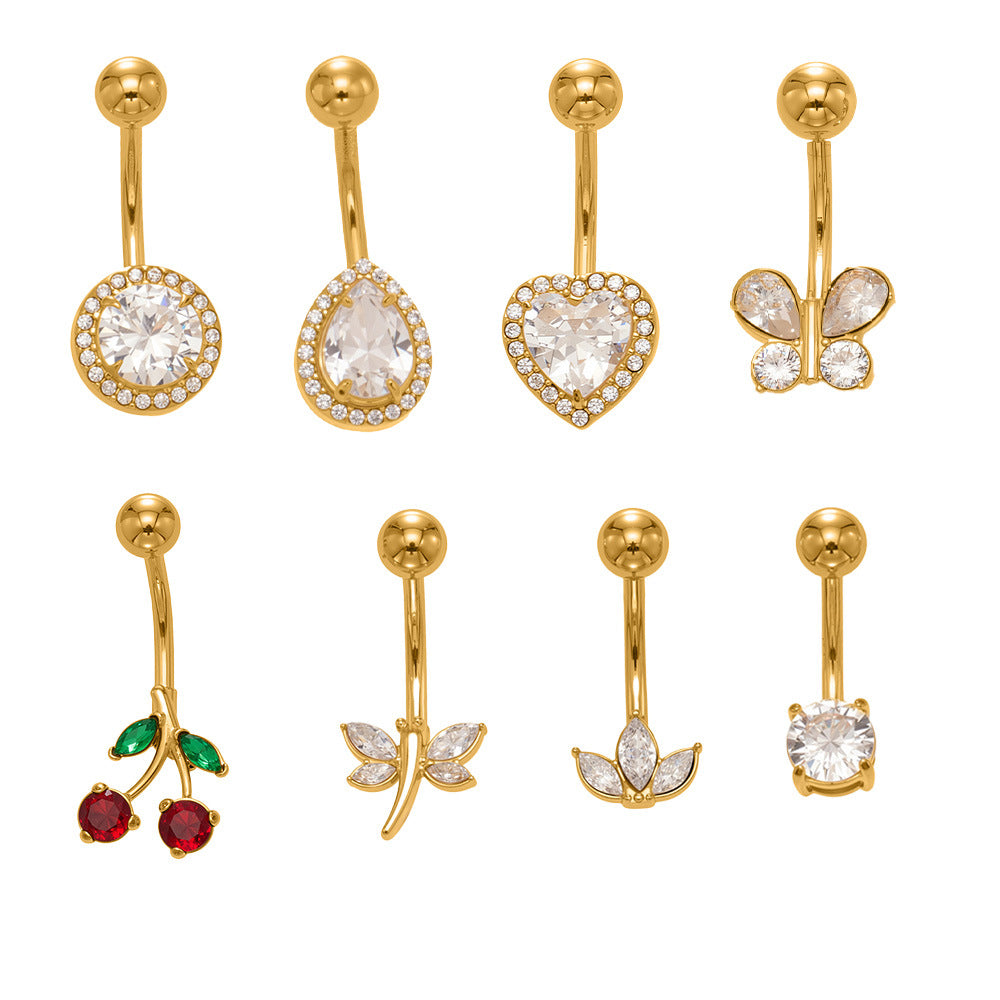 316L surgical steel 18K PVD CZ belly button rings wholesale collection, gold silver mixed navel piercing jewelry