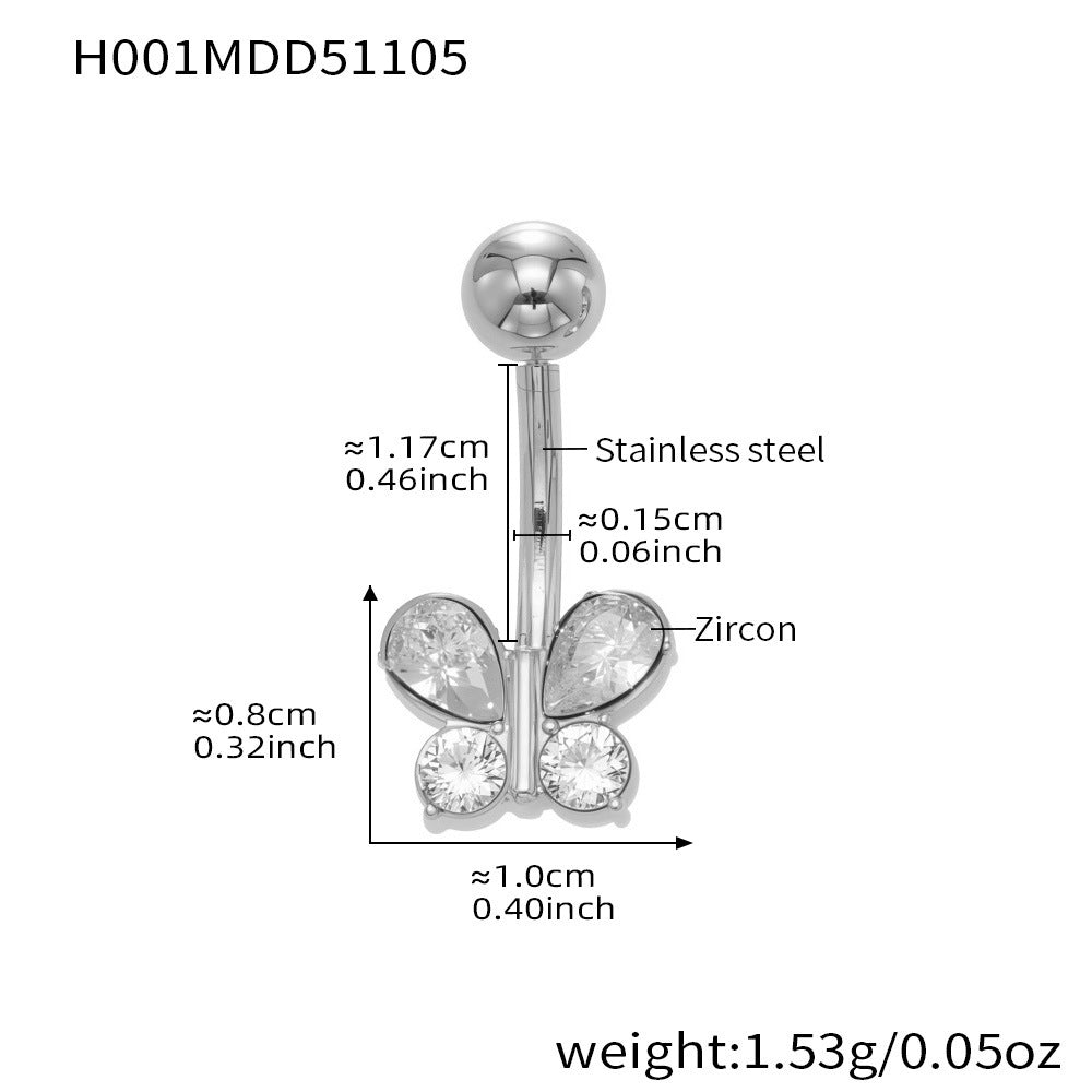 316L Stainless Steel 18K Gold PVD Zircon Belly Button Ring - Zircon, DIY Piercing, Modern, Minimalist Wholesale Stainless Steel Jewelry - Sensitive Skin Friendly - Detail 20