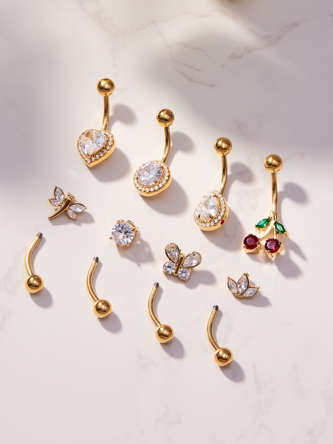 Silver round zircon belly button ring in 316L surgical steel, waterproof wholesale navel ring