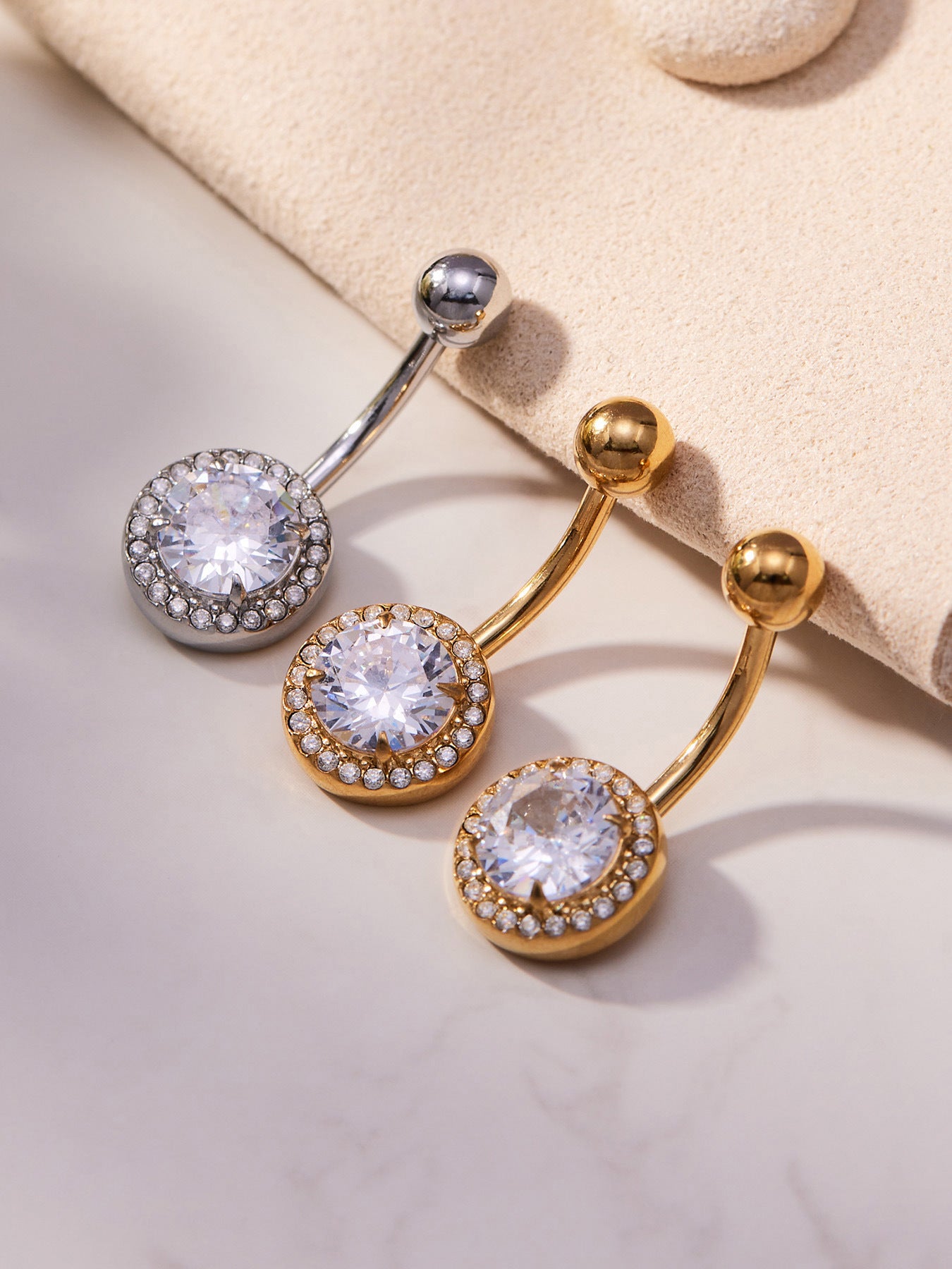 316L Stainless Steel 18K Gold PVD Zircon Belly Button Ring - Zircon, DIY Piercing, Modern, Minimalist Wholesale Stainless Steel Jewelry - Sensitive Skin Friendly - Detail 25